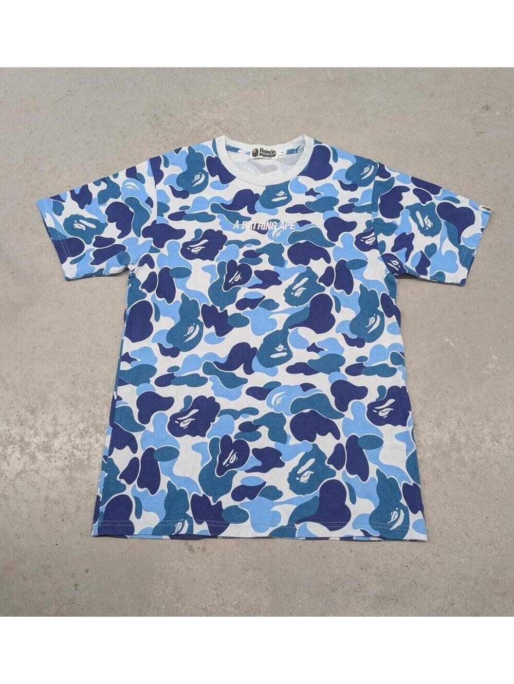 A Bathing Ape Bape Blue All Over Print Camo T-shirt